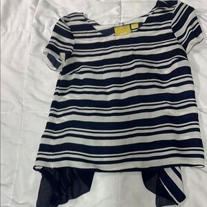 Anthropologie Striped Navy and White Top